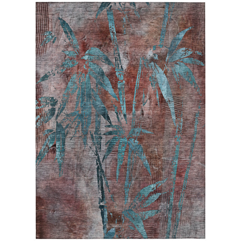 Machine Washable Indoor/Outdoor Lafferty ACN2222 Botanical Rug, Rectangle 5' x 7'6"