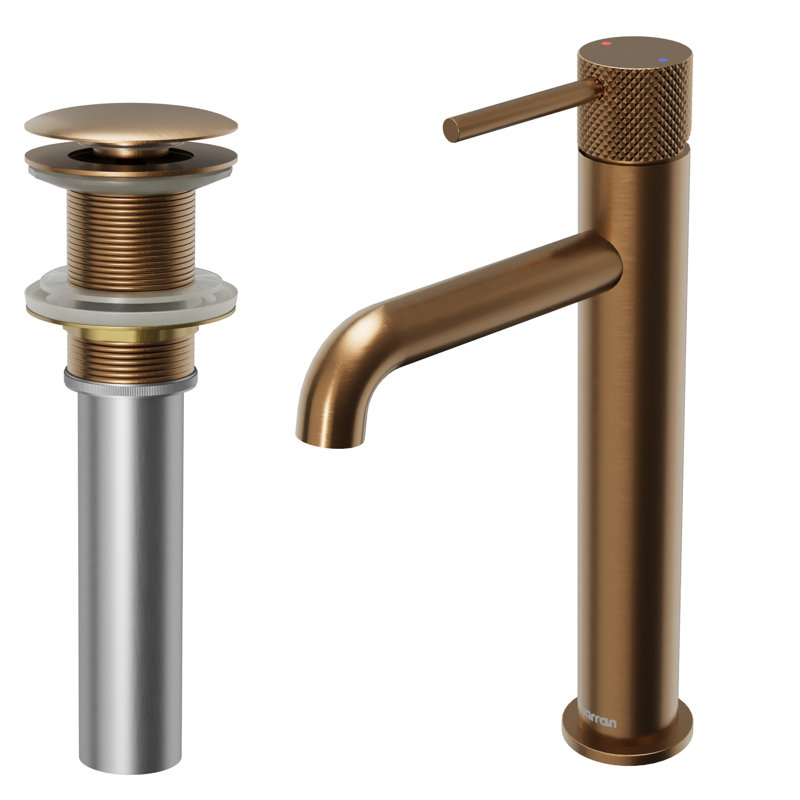 Tryst Single-handle Bathroom Faucet with Drain Assembly, Brushed Copper