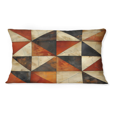 Coussin brun à imprimé géométrique III - Mid-Century