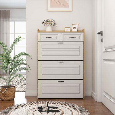 Armoire à chaussures avec 3 portes et 2 tiroirs, armoire d'entrée