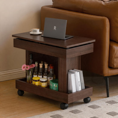360°Rotating End Table with Wheels