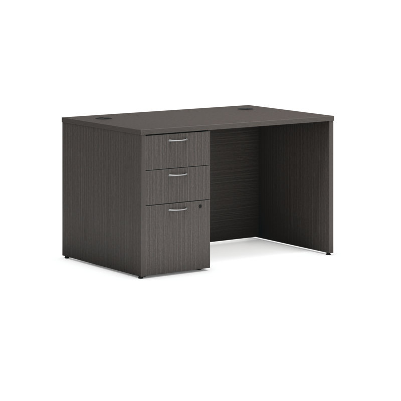 HON MOD Single Pedestal Desk, 48" W x 30" D x 29" H, Slate Teak