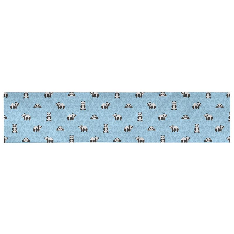 Chemin de table géométrique avicia, 73,5 po x 17,5 po, Bleu, Coton