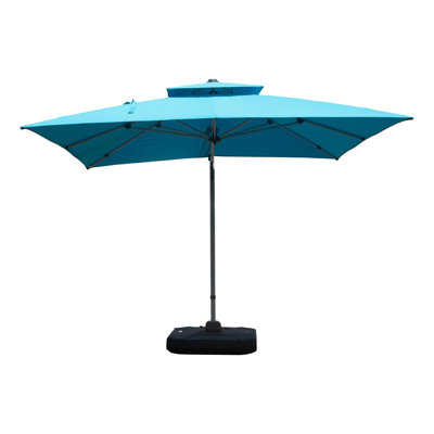 10' x 10' Square Cantilever Patio Umbrella with Center Pole, Lake Blue – UPF 50+ Sun Protection & Hydraulic Opening