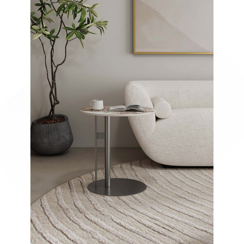 Table de bout en noir, H 20,07 po x l 19,68 po x P 19,68 po, Naturel / Noir, Naturel