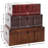 Cantrell Wood Nesting Upholstered Decorative Brown Trunk with Vintage Accents and Studs Set