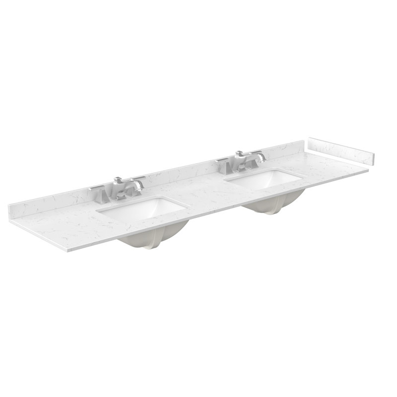 Palmilla 84" Freestanding Double Bathroom Vanity with Cultured Marble Top, Brown, Matte Black