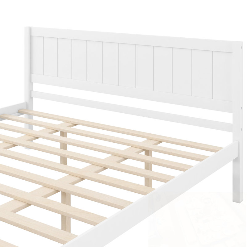 Structure de lit plateforme très grand avec tête de lit, Blanc