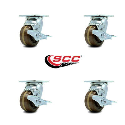 High Temp Phenolic Swivel Caster with Roller Bearings and Brakes