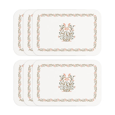 Vinyl Waterproof Placemats, Rectangular, Wipeable Beautiful Print Place Mats, Stain Resistant, Heat Resistant, Set of 6, (Aurora)