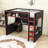 Modern Loft Bed with Built-in Desk, Pegboard Organizer, LED Lighting and Storage Shelves-715236154-715236148