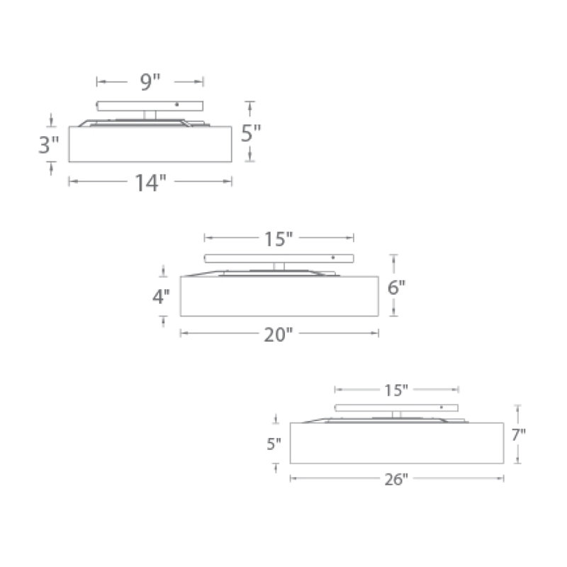 Plafonnier semi-encastré 1 lumière del à tambour simple 14 po Armbruster, Nickel brossé
