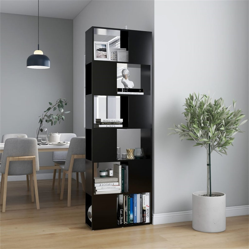 Borough Wharf Book Cabinet/Room Divider, (6 Shelves) 186cm H x 60cm W x 24cm D, Black