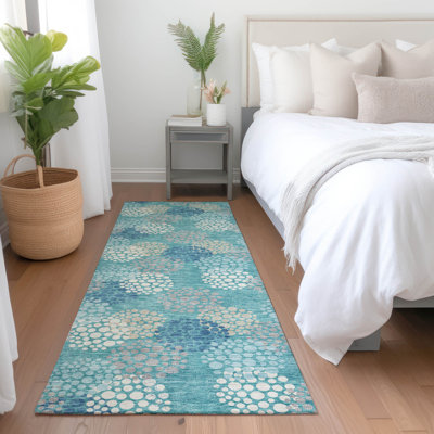Premium Machine Washable Prisco Teal Rug