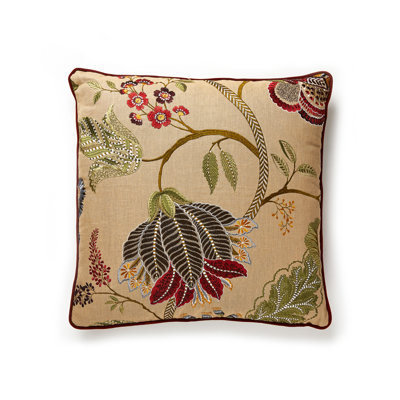 Palampore Jacobean/Tree Of Life Linen Reversible Throw Pillow