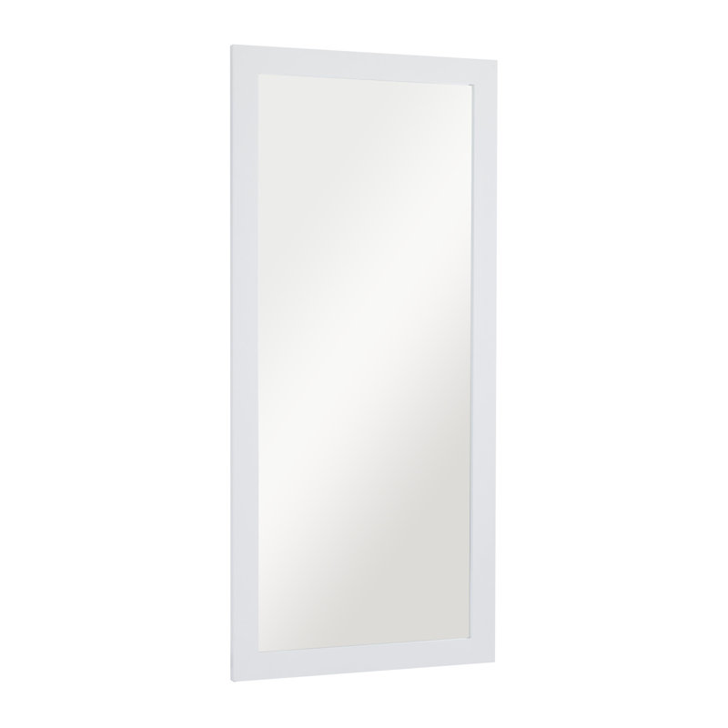Wooden Minimalistic Rectangle Wall Mirror, White, 70" x 32.38"