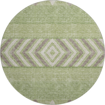 Premium Machine Washable Prisco Green Rug