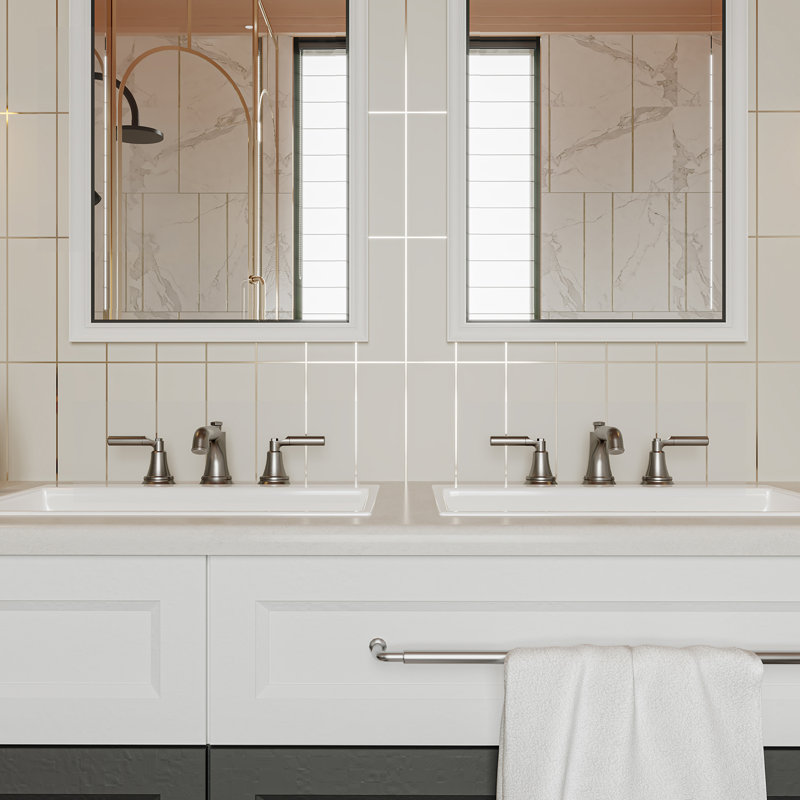 Widespread Double Handle 3 Hole Bathroom Faucet, Brushed Nickel