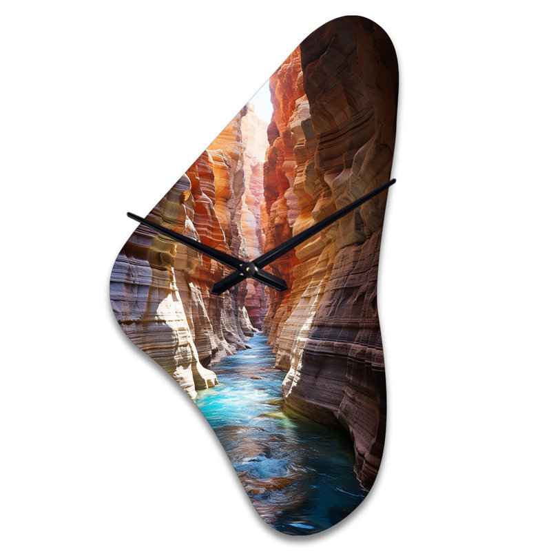 Horloge cannelée en forme de gouttière turquoise - Canyon, Grand