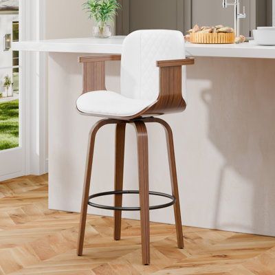 26'' High-back Swivel Bar Stool With Footrest