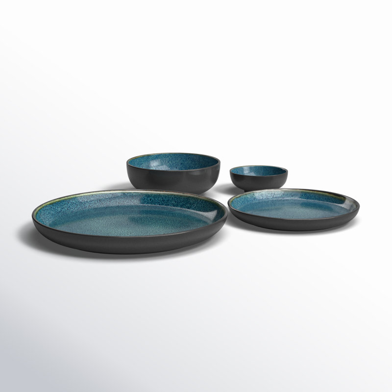 Resona Stoneware 16 Piece Dinnerware Set - Service for 4, Blue