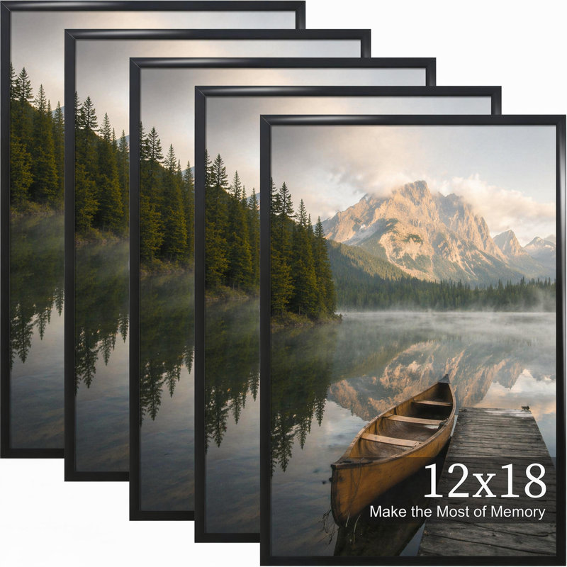 Poster Frame Set, Gold Gallery Wall Frames , Black, 12" x 18"