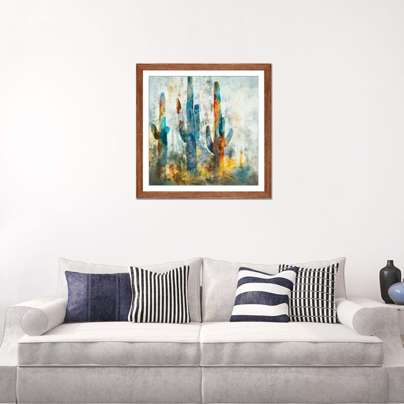 «Saguaro Forest» encadré par Scott Brems, H 24 po x l 24 po x P 1 po, Papier avec cadre photo classique en bois, Oui