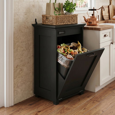 10-Gallon Trash Cabinet With 4 Settings Ozone Deodorizer, Pet Proof For Kitchen