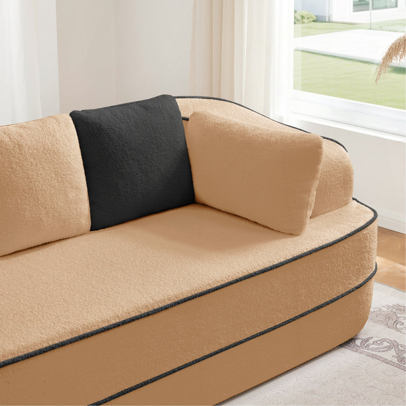 Canapé méridienne avec coussins en tissu, Chameau, Orienté à gauche (vu de face)