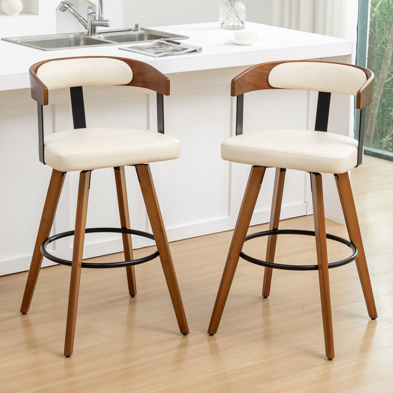 Tabourets de bar pivotants en cuir Modern, Beige, Tabouret de bar (siège d'une hauteur de 29,17 po)