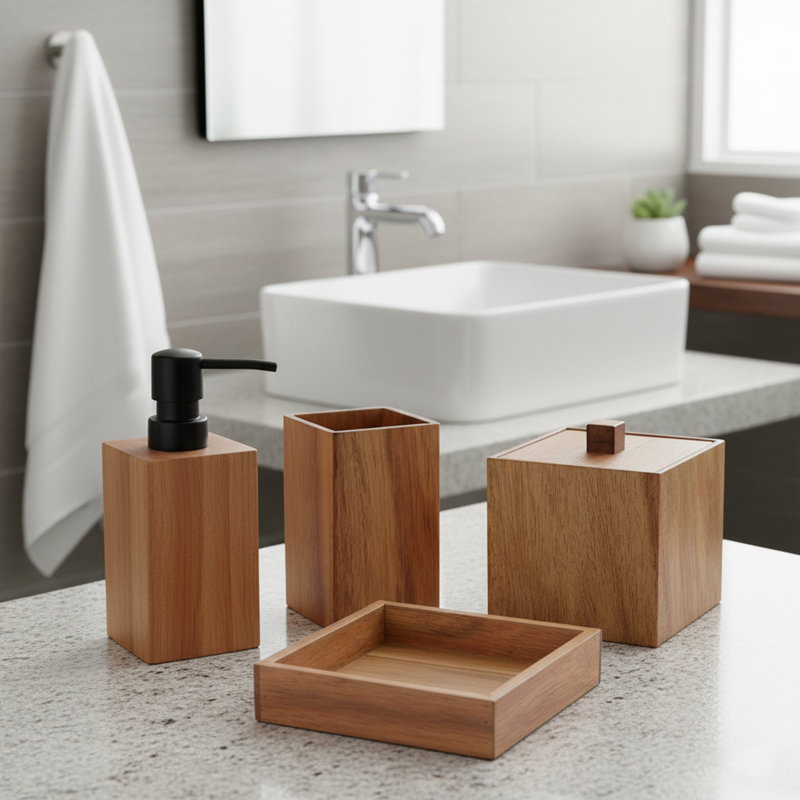 Acacia Bathroom Accessory Set 4-Pieces