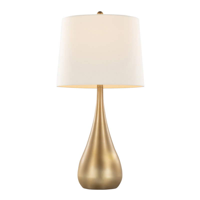 Contemporary Accent Table Lamp, Gold, White