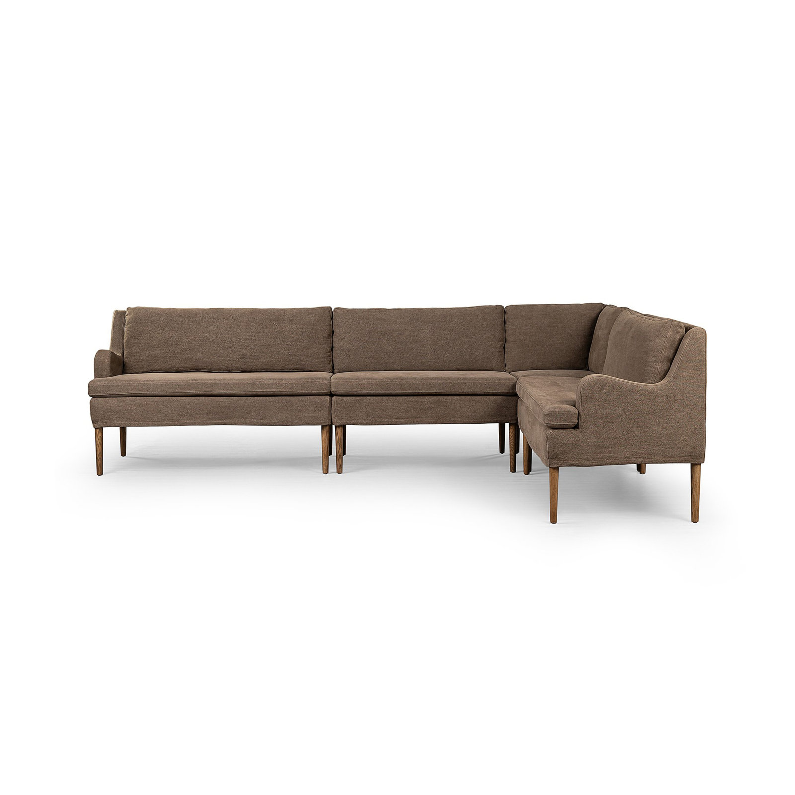 Aurelia Dining Banquette, Right Hand Facing, Broadway Coffee Linen, 34.5" H x 125" W x 76" D