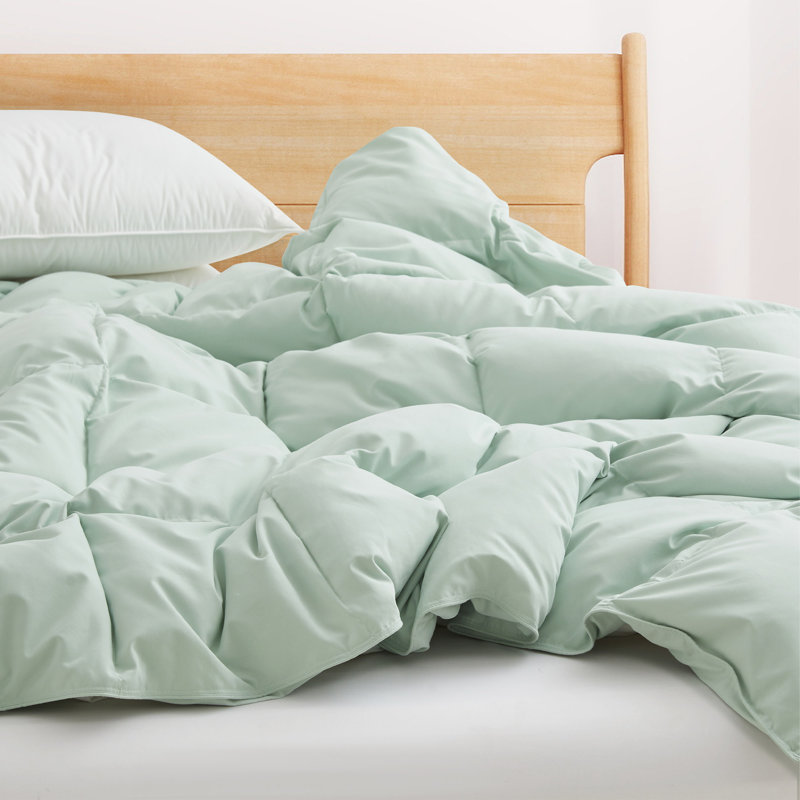 California King Green Goose Down Comforter with Soft Cover