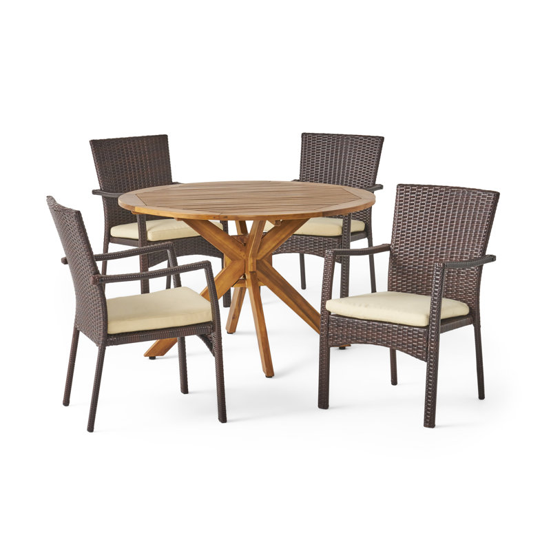 Ensemble repas 5 pièces avec coussins Towler, Brun