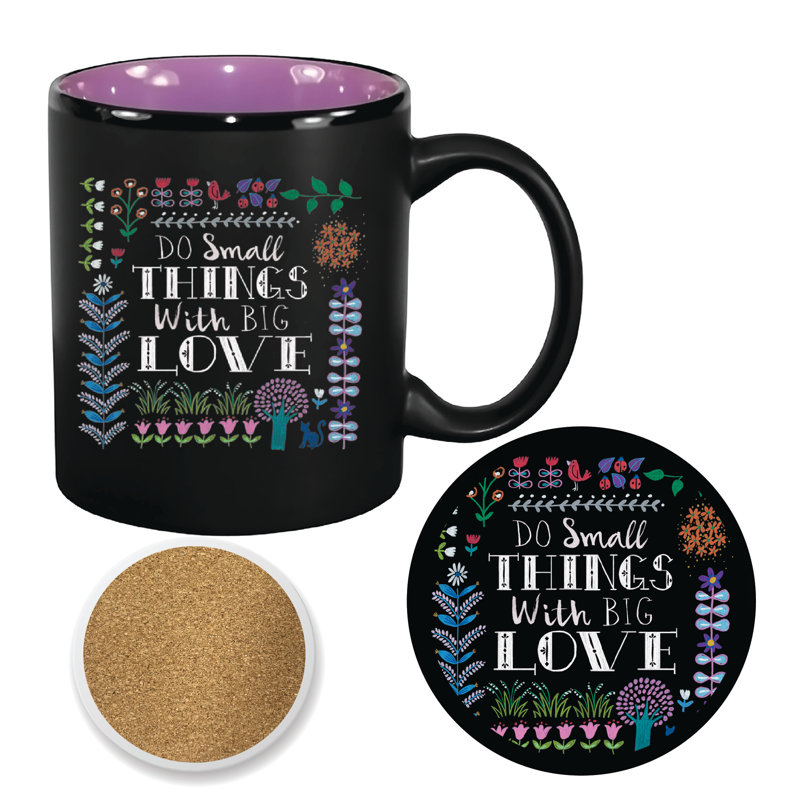 Ensemble de grandes tasses et sous-verres Bright Folklore Inspiration 11 oz