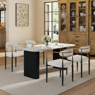 Marble MDF Top Dinning Table Set for 4-6