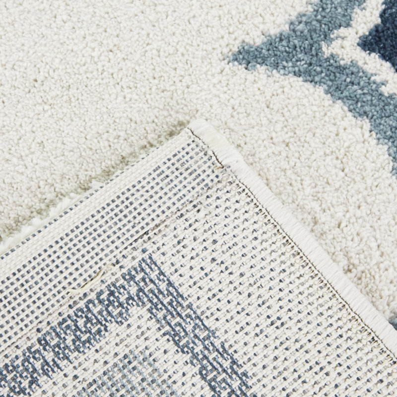 Hildegard Cream Modern Border Area Rug, Rectangle 5'3" x 7'