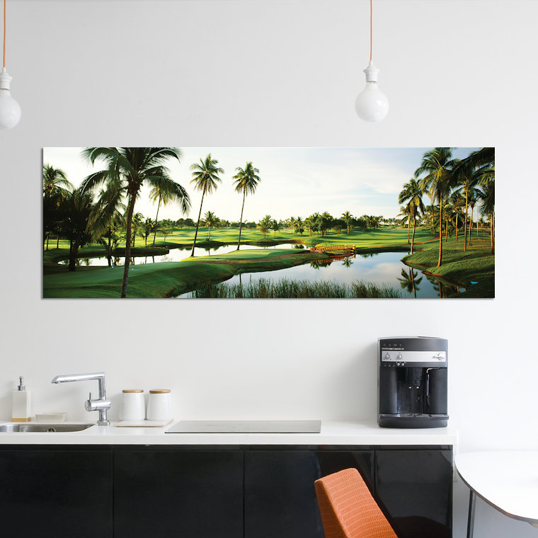 «Golf Course Palm Trees at Isla Navadad Resort in Manzanillo, Colima, Mexico», reproduction de photo sur toile, Toile tendue