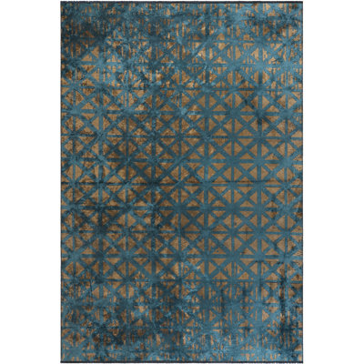 Geometric Area Rug in Brown/Blue