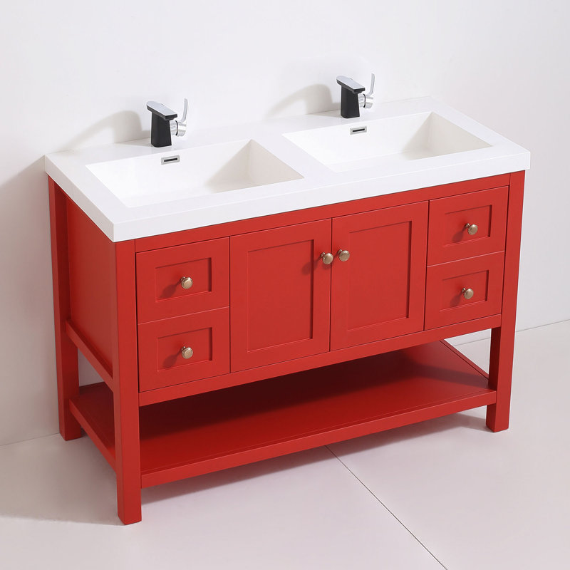Ensemble de meuble-lavabo double 49 po Mclamb, Rouge