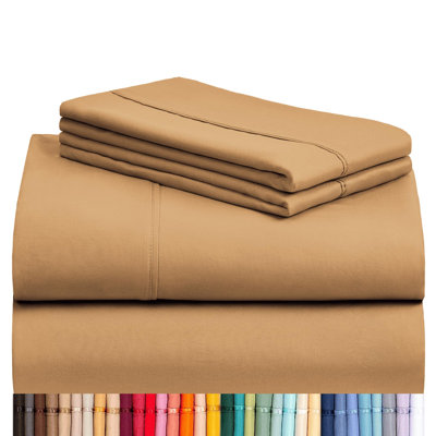 Luxclub 4 PC Gold Queen Silky Soft Cooling Extra Deep Pocket Performance Sheet Set