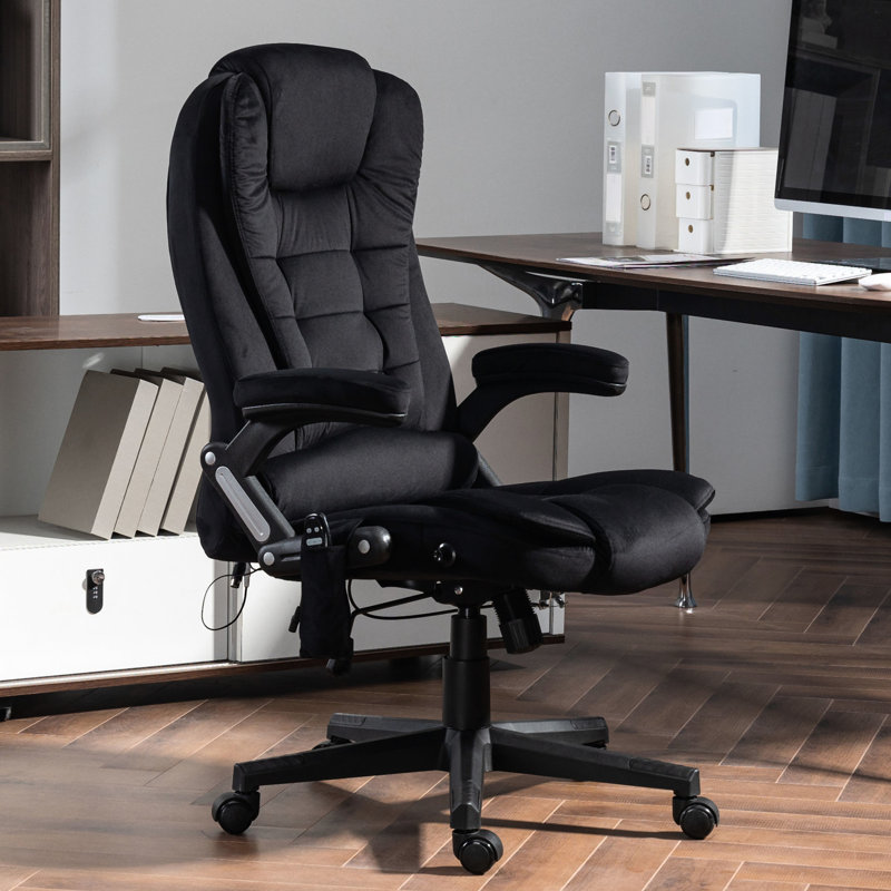 6 chaises vibrantes avec chaleur, dossier inclinable, siège rembourré réglable, fauteuil de bureau chauffant noir, sensation de velours élevé,