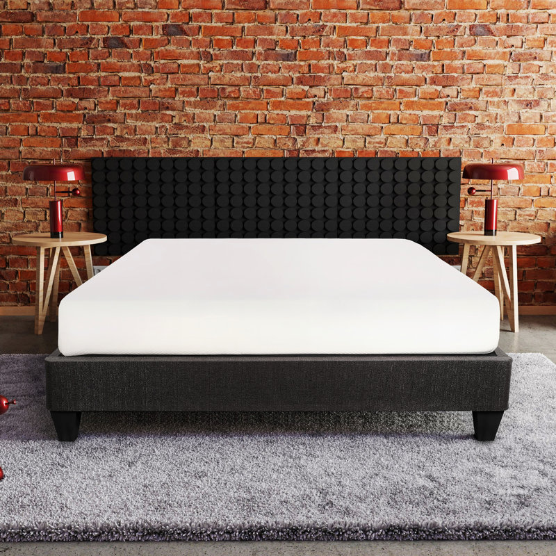Base de lit tapissier contemporaine pour lit double gris foncé, base élégante et pratique, plateforme moderne pour la chambre à coucher, assemblage simple requis