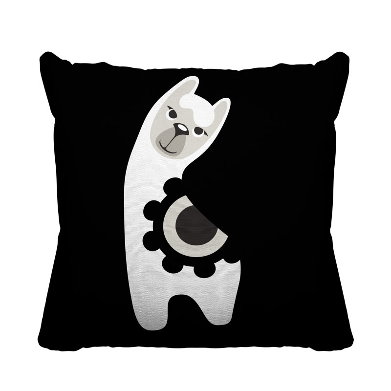 Coussin Inkie, 17 po x 17 po, Noir, Carré