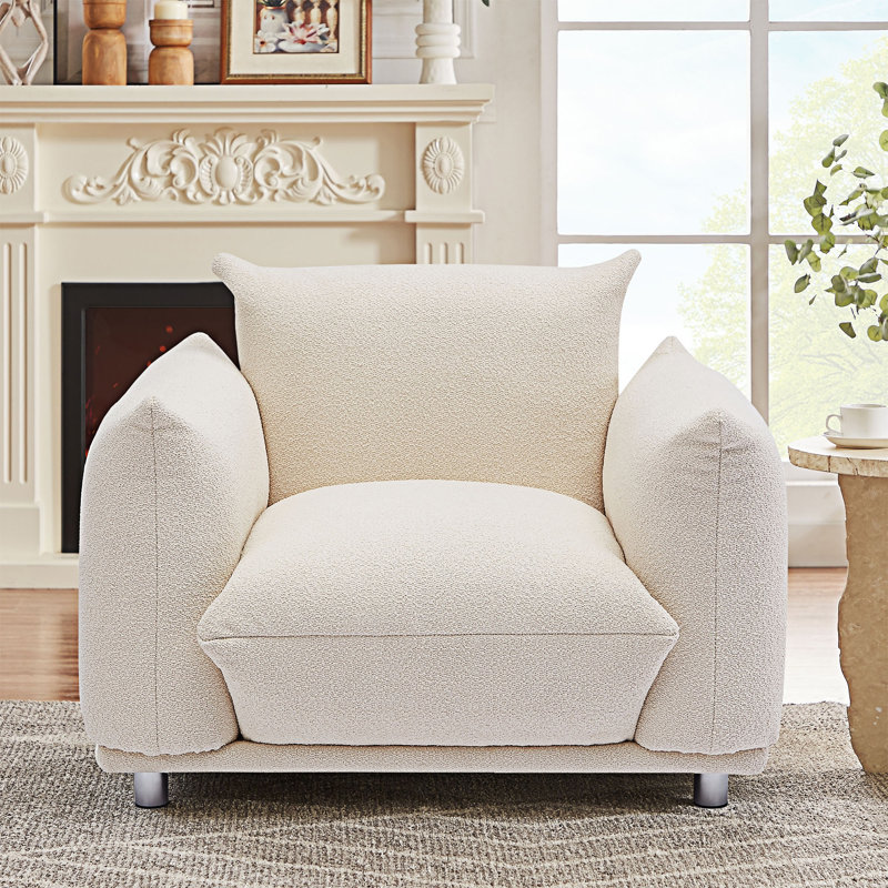 Fauteuil d'appoint simple moderne Sherpa, Beige
