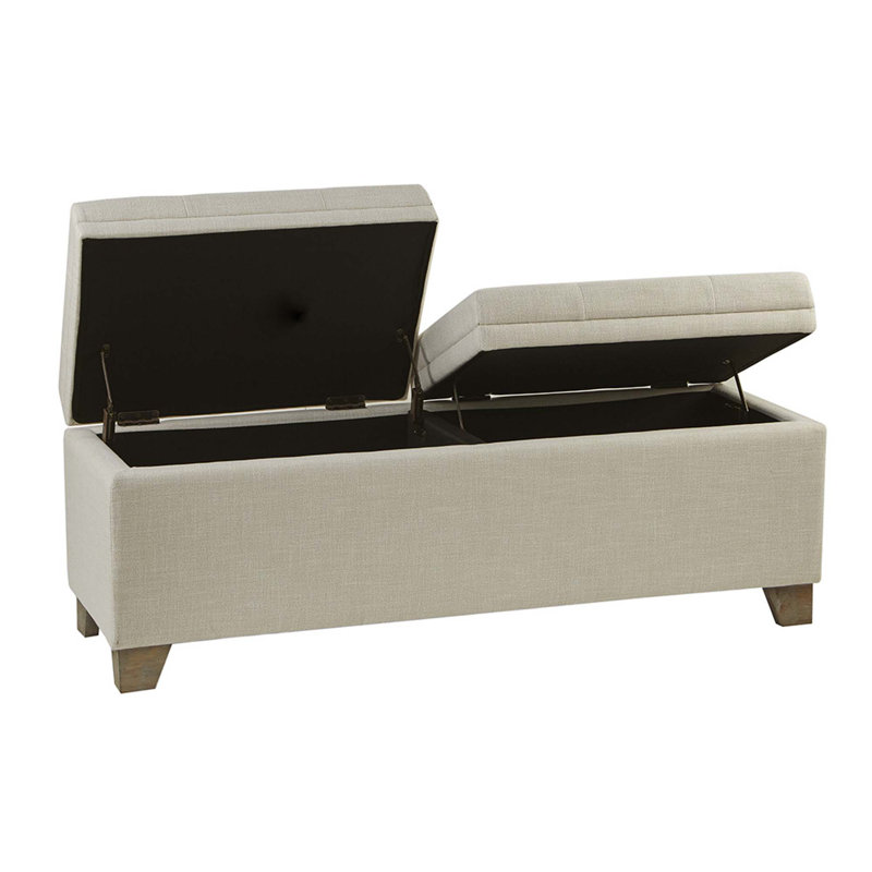 Banc de rangement rembourré Nevina, Crème, crème