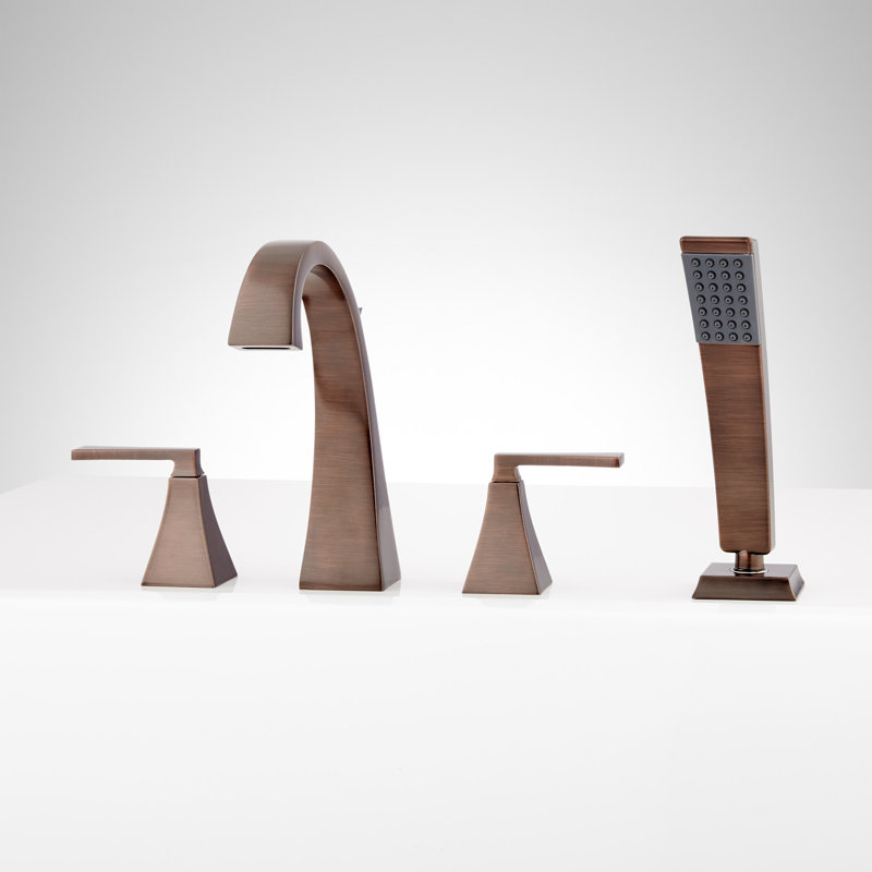 Signature Hardware Vilamonte 4Hole Roman Tub Filler and Hand Shower  With Rough In Valve, Oil Rubbed Bronze