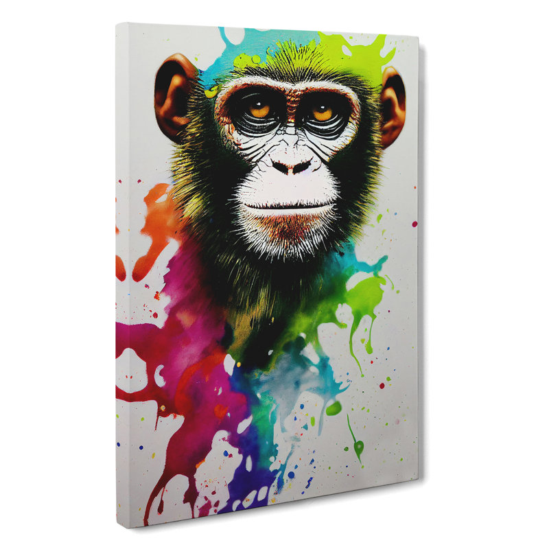 Splashed Monkey No.4 Abstract - Wrapped Canvas, 60cm H x 40cm W x 3cm D