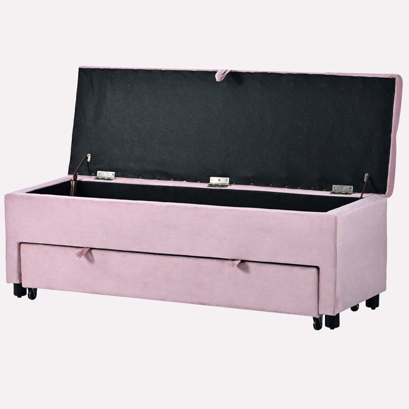 Banc de rangement Phylecia, Mélange de polyester rose